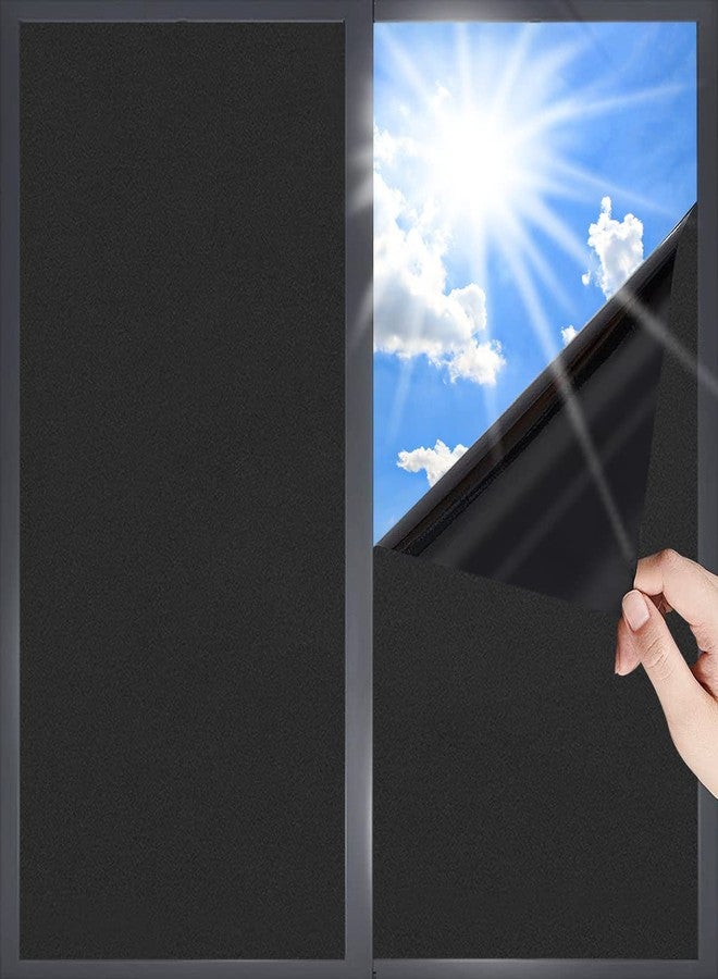 HAPPYMATES Blackout Window Film - Completely Light Blocking, Privacy, Room Darkening, Frosted Tint for Day Sleep - Non-Adhesive Static Cling (12 X 48 Inch) - Image 1